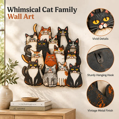 🐾Whimsical Cat Family Metal Wall Art