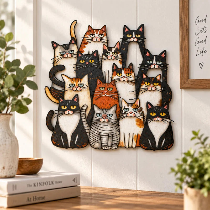 🐾Whimsical Cat Family Metal Wall Art