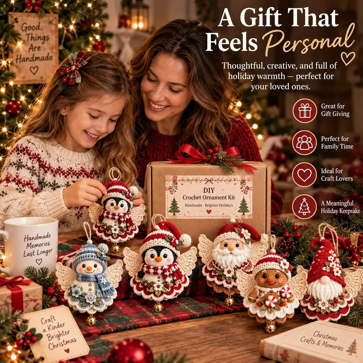🎄 DIY kit for a crocheted Christmas angel ornament – Make it yourself, hang it up, and cherish it✨