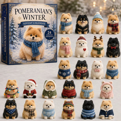 Winter Pomeranian Advent Calendar 2026 - 24-Day Festive Countdown - Gift For Dog Lovers