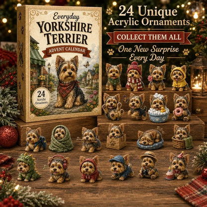 💥✨Yorkshire Terrier Advent Calendar – 24 Unique Yorkie Acrylic Ornaments & Daily Christmas Surprises