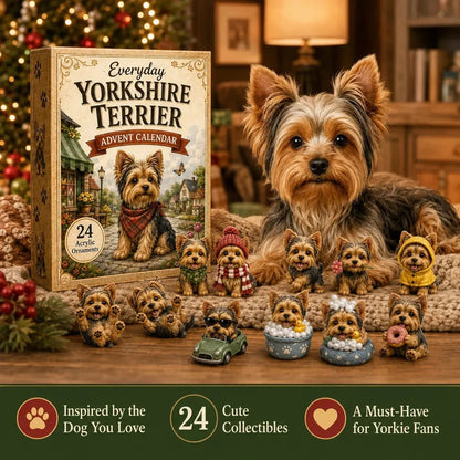 💥✨Yorkshire Terrier Advent Calendar – 24 Unique Yorkie Acrylic Ornaments & Daily Christmas Surprises