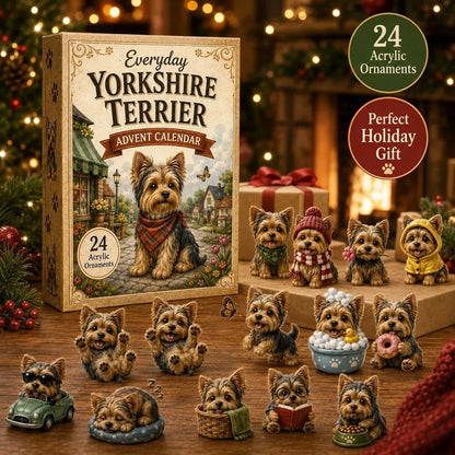 💥✨Yorkshire Terrier Advent Calendar – 24 Unique Yorkie Acrylic Ornaments & Daily Christmas Surprises