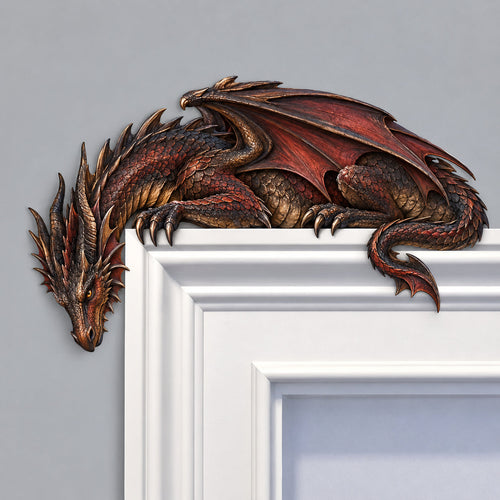⏳ Last Day 48% OFF – 🐉🔥 Sleeping Dragon Door Topper | Medieval Fantasy Dragon Guardian Wall Décor for Doorway, Gaming Room & Gothic Home 🏰✨