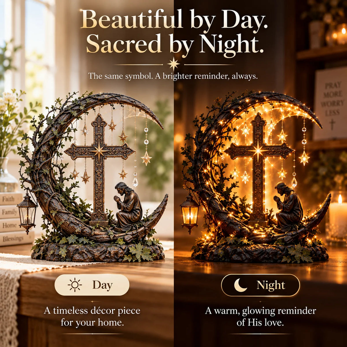 ✝️ Light Of Faith™ Illuminated Cross Prayer Tabletop Decor