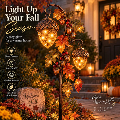 🔥 Last Day 48% Off-🍁 Autumn Acorn Glow™ – Solar Double Acorn Garden Stake Light