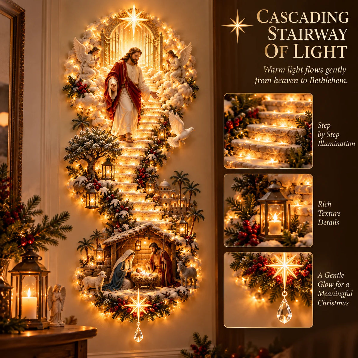 ✨ Last Day – 49% Off!✨ Jesus Light Of Heaven Christmas Wall Hanging✝️