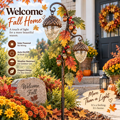 🔥 Last Day 48% Off-🍁 Autumn Acorn Glow™ – Solar Double Acorn Garden Stake Light