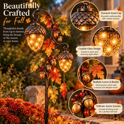 🔥 Last Day 48% Off-🍁 Autumn Acorn Glow™ – Solar Double Acorn Garden Stake Light
