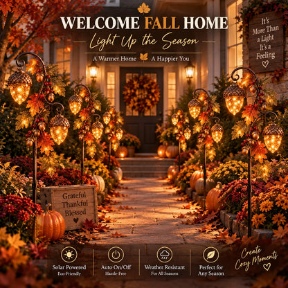 🔥 Last Day 48% Off-🍁 Autumn Acorn Glow™ – Solar Double Acorn Garden Stake Light