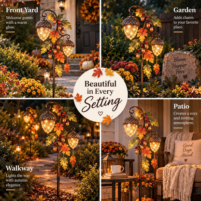 🔥 Last Day 48% Off-🍁 Autumn Acorn Glow™ – Solar Double Acorn Garden Stake Light