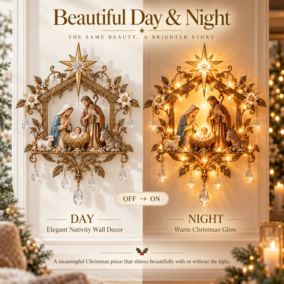 ⭐✨ Last Day 48% OFF 🔥 Bethlehem Nativity Glow Lighted Wall Decor
