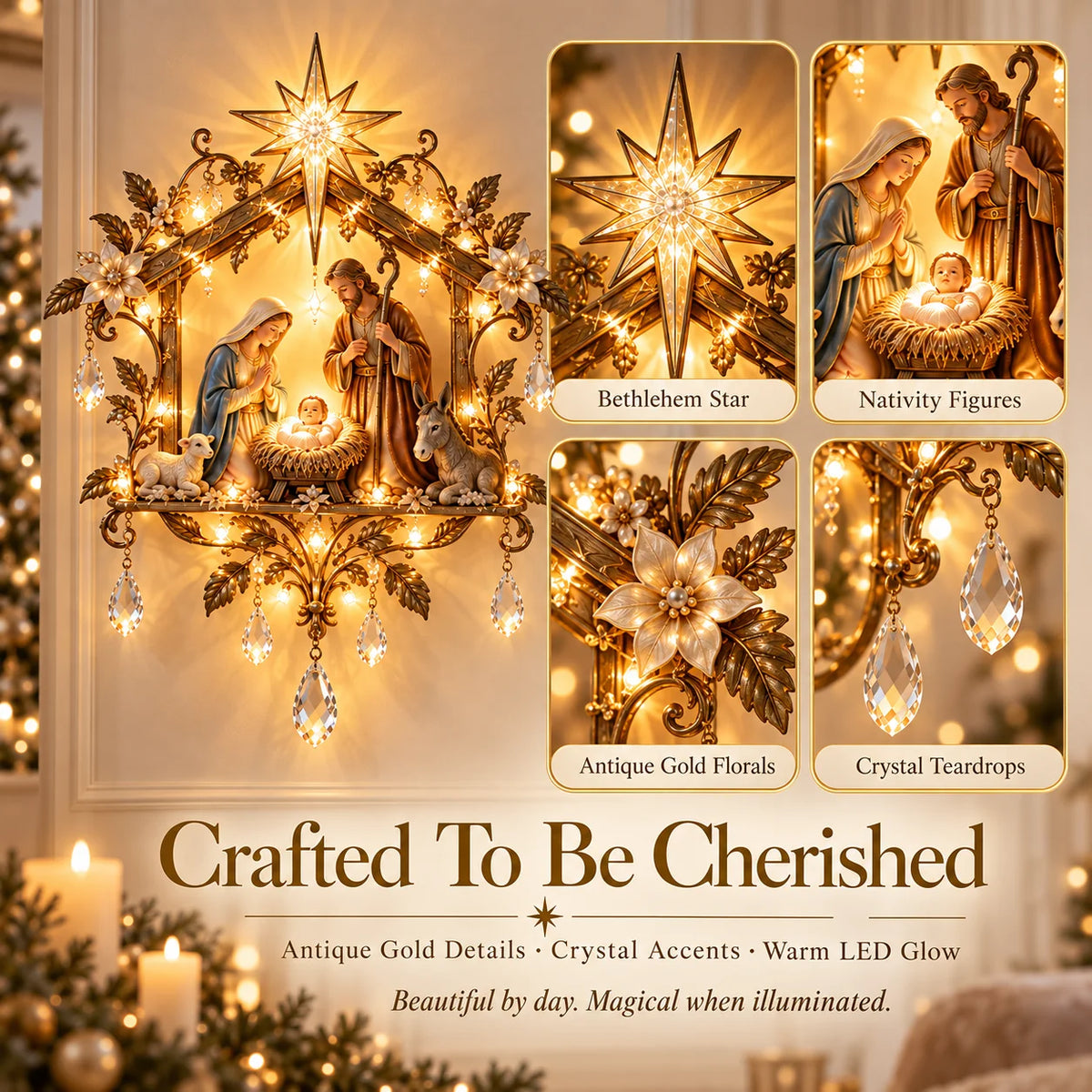 ⭐✨ Last Day 48% OFF 🔥 Bethlehem Nativity Glow Lighted Wall Decor