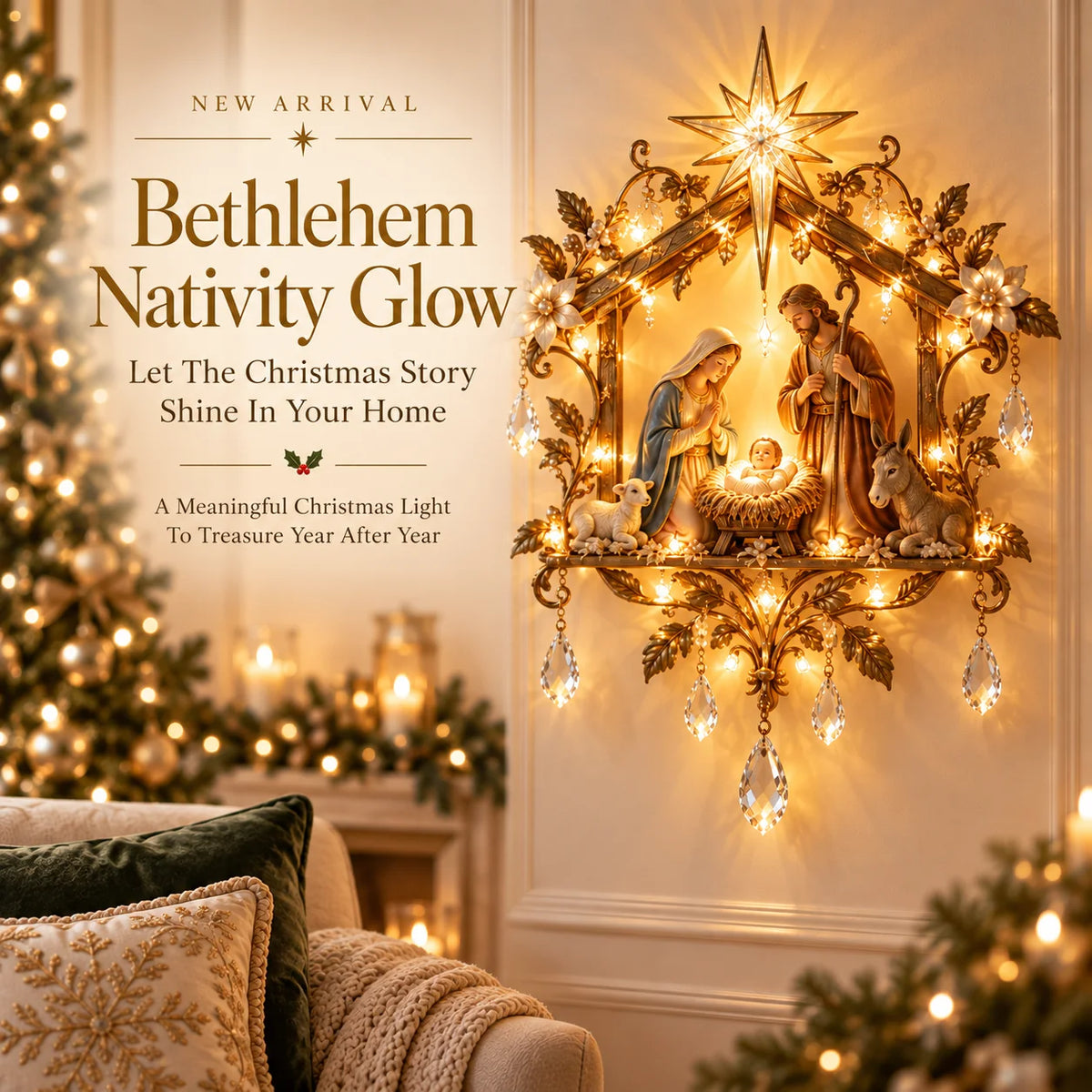 ⭐✨ Last Day 48% OFF 🔥 Bethlehem Nativity Glow Lighted Wall Decor