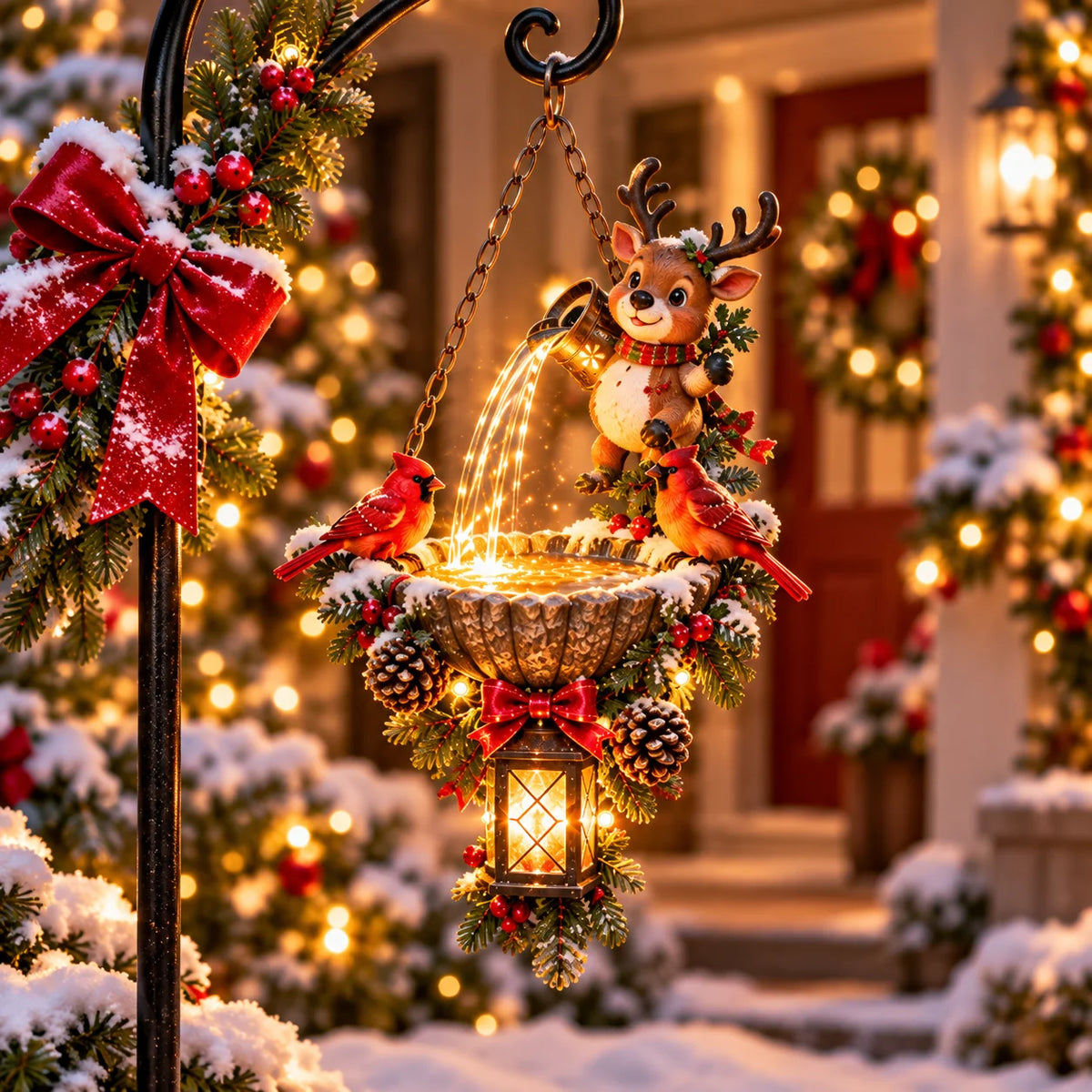 🔥Last Day 49% OFF-🎄 Santa’s Magical Light Pour – Cardinal Christmas Hanging Garden Lantern