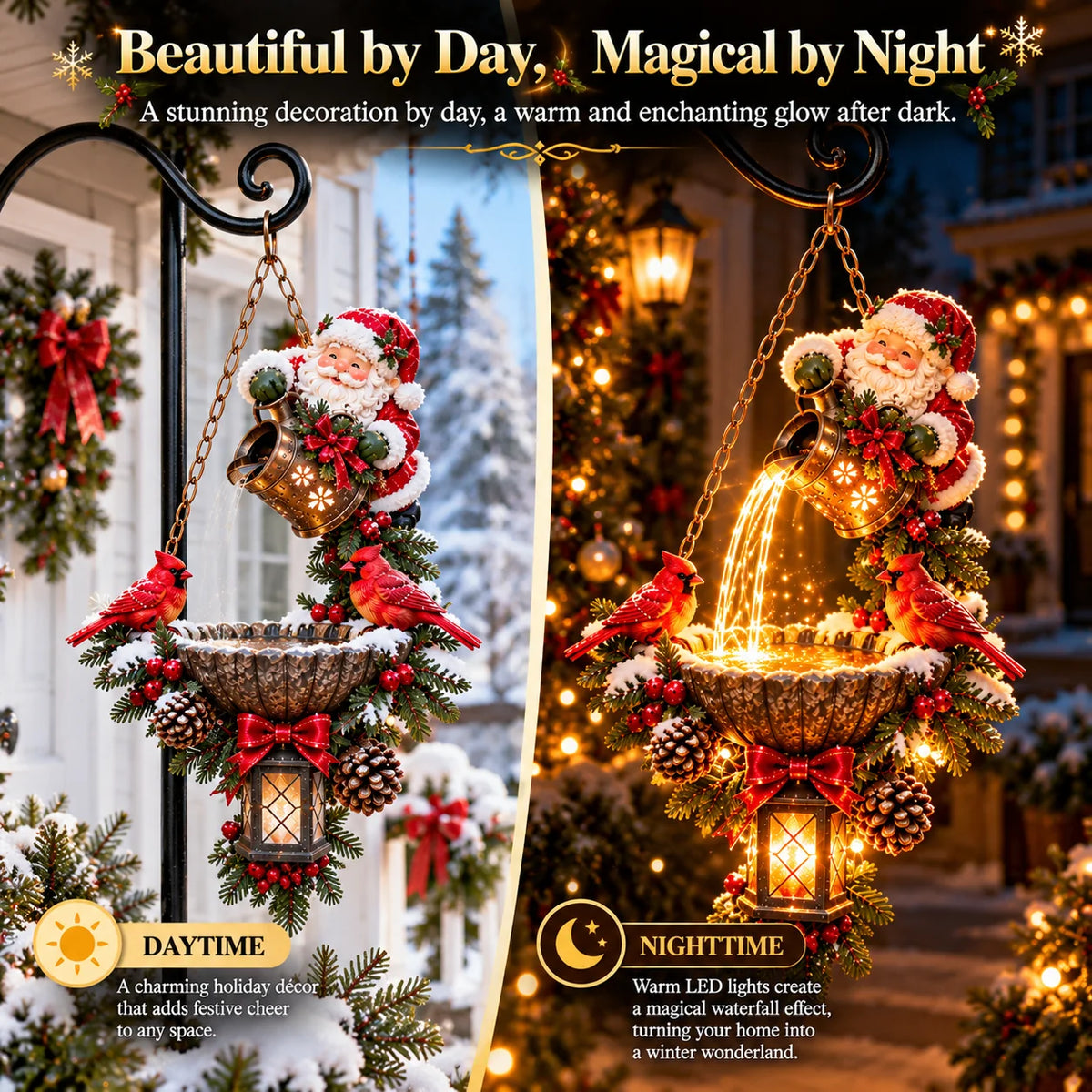 🔥Last Day 49% OFF-🎄 Santa’s Magical Light Pour – Cardinal Christmas Hanging Garden Lantern