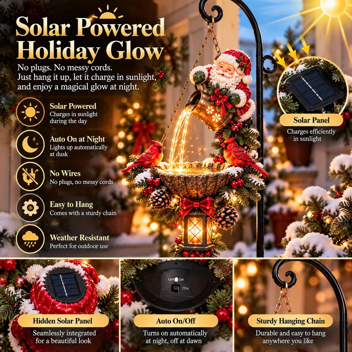 🔥Last Day 49% OFF-🎄 Santa’s Magical Light Pour – Cardinal Christmas Hanging Garden Lantern
