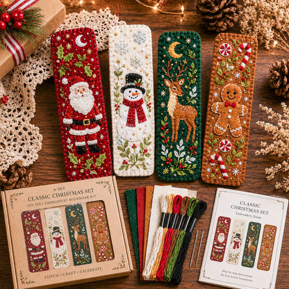 ⏳ Last Day 49% OFF – 🎄 DIY Felt Embroidery Bookmark Kit