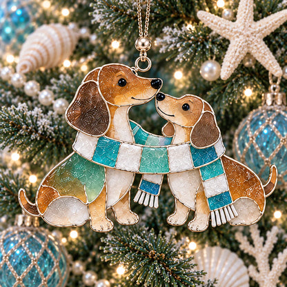 Coastal Dachshund Sea Glass Ornament