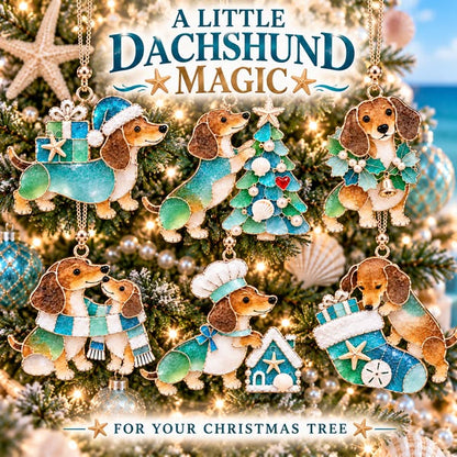 Coastal Dachshund Sea Glass Ornament