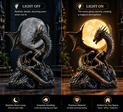 🐉 Gothic Dragon Moon Globe Statue Lamp