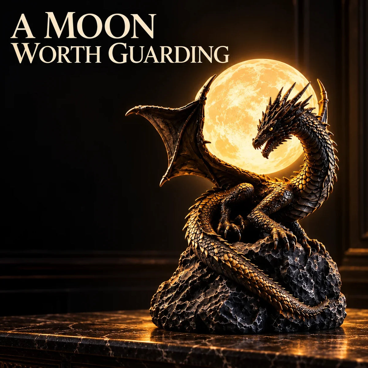🐉 Gothic Dragon Moon Globe Statue Lamp