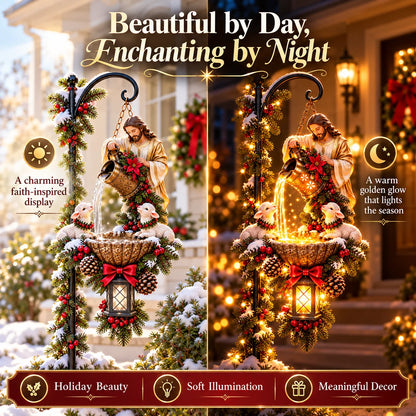 🔥last Day 49% Off-✝️✨ Jesus Blessing Hanging Fountain – Lighted Christian Christmas Garden Decor