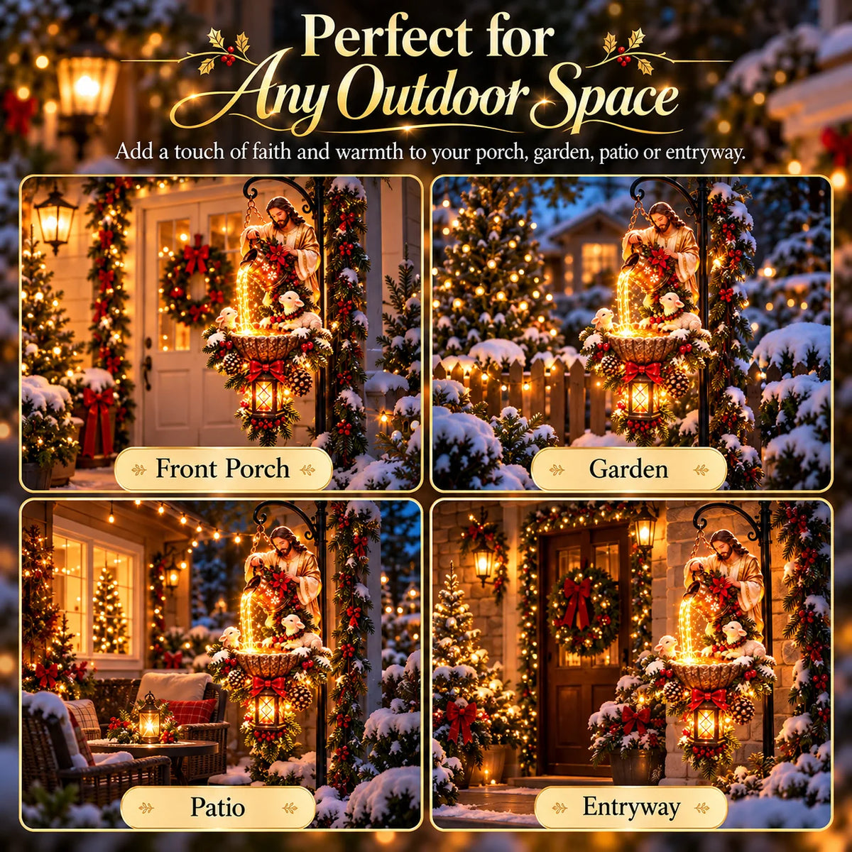 🔥last Day 49% Off-✝️✨ Jesus Blessing Hanging Fountain – Lighted Christian Christmas Garden Decor