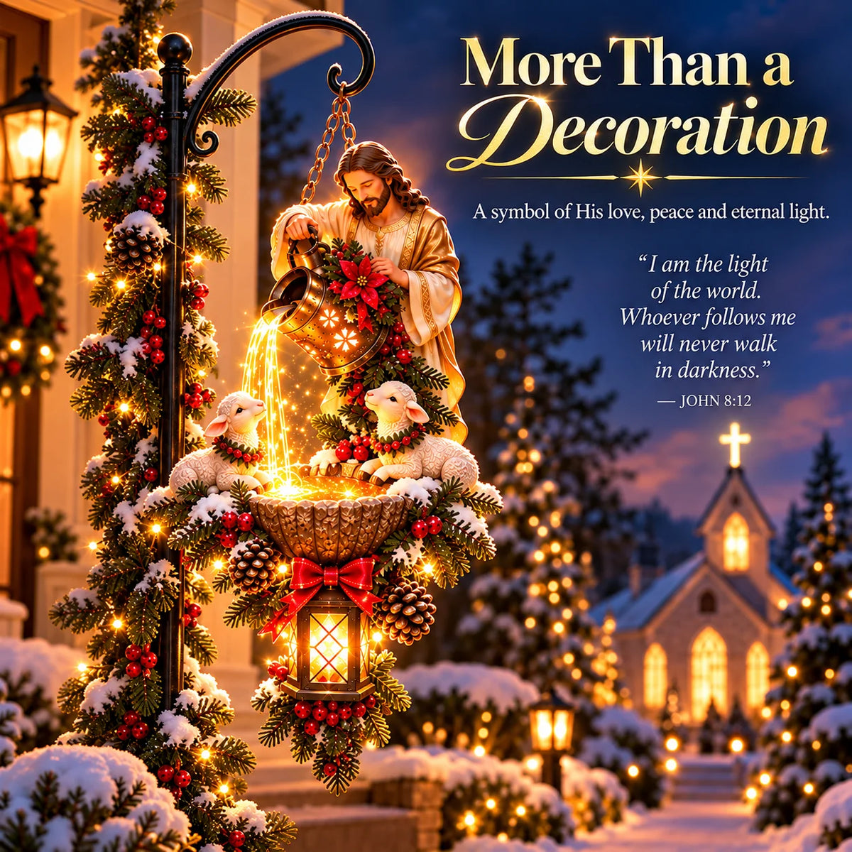 🔥last Day 49% Off-✝️✨ Jesus Blessing Hanging Fountain – Lighted Christian Christmas Garden Decor
