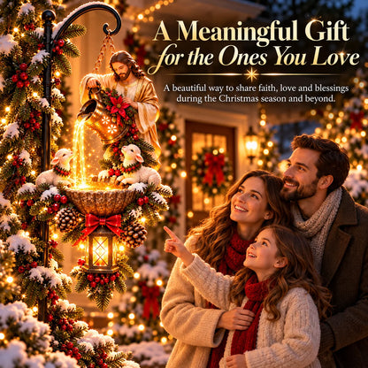 🔥last Day 49% Off-✝️✨ Jesus Blessing Hanging Fountain – Lighted Christian Christmas Garden Decor