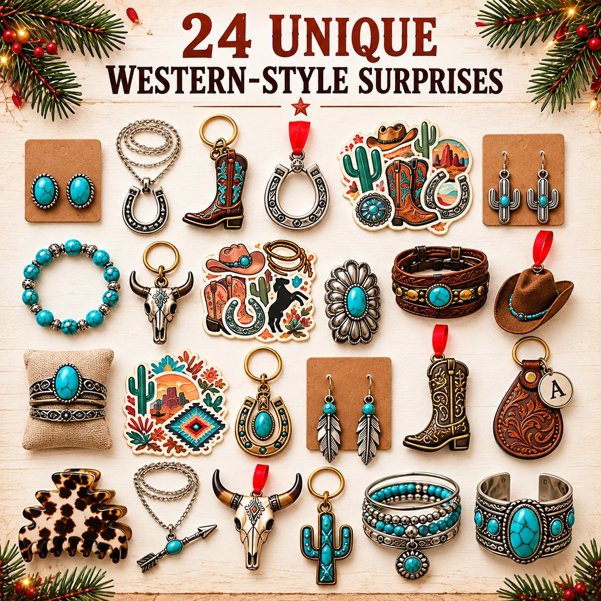 ⏳ Last Day 48% OFF-🤠24-Day Cowgirl Christmas Countdown Calendar