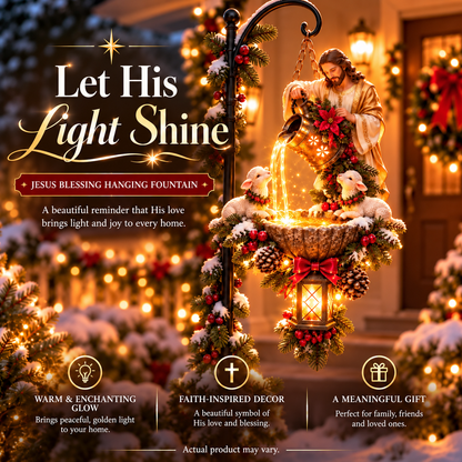 🔥last Day 49% Off-✝️✨ Jesus Blessing Hanging Fountain – Lighted Christian Christmas Garden Decor