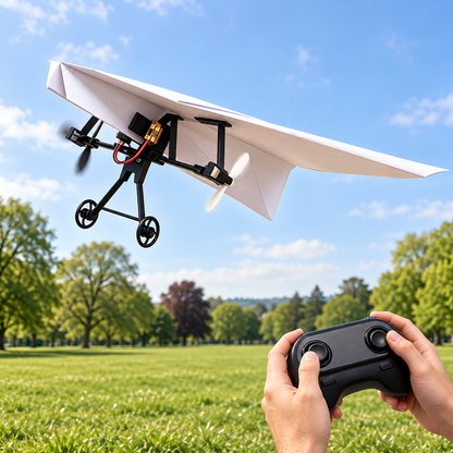 RC Paper Airplane Kit, Remote Control Plane with Gyro Stabilizer & Dual Propellers, DIY Foldable Flying Toy, Easy-to-Fly STEM Toy, Birthday Gift for Kids Boys & Adults