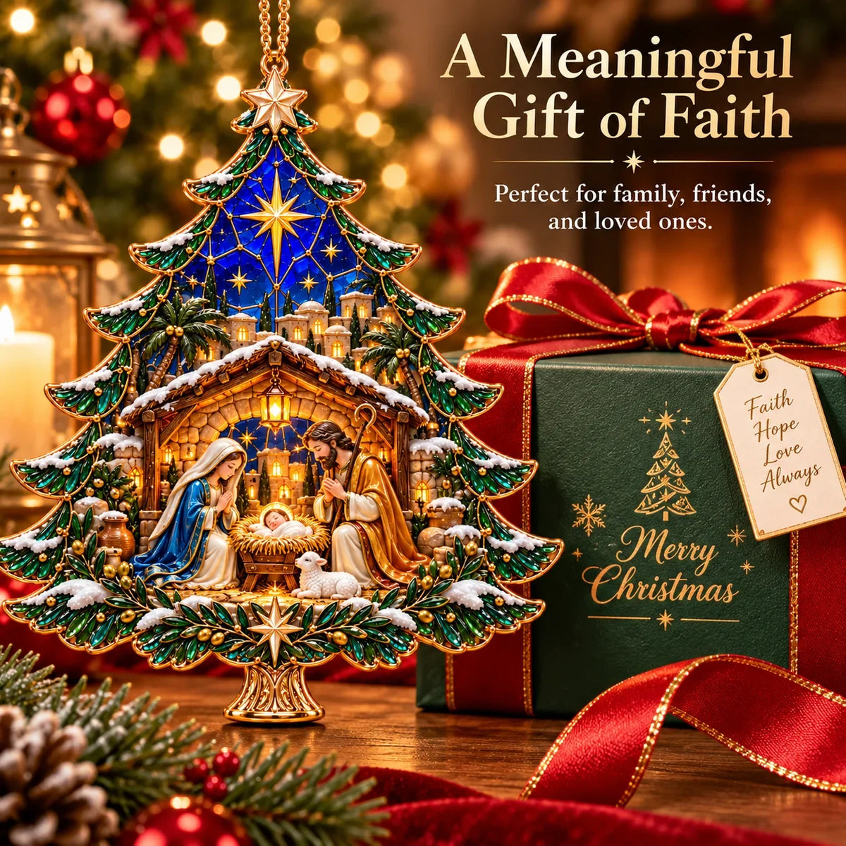 🎄✝️2026 Nativity Christmas Tree Ornament – ✨stained Glass Holy Family Keepsake, Meaningful Faith Gift & Holiday Décor