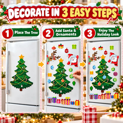 🎄 Magnetic Christmas Tree Decorations – Santa & Reindeer Fridge Magnet Set