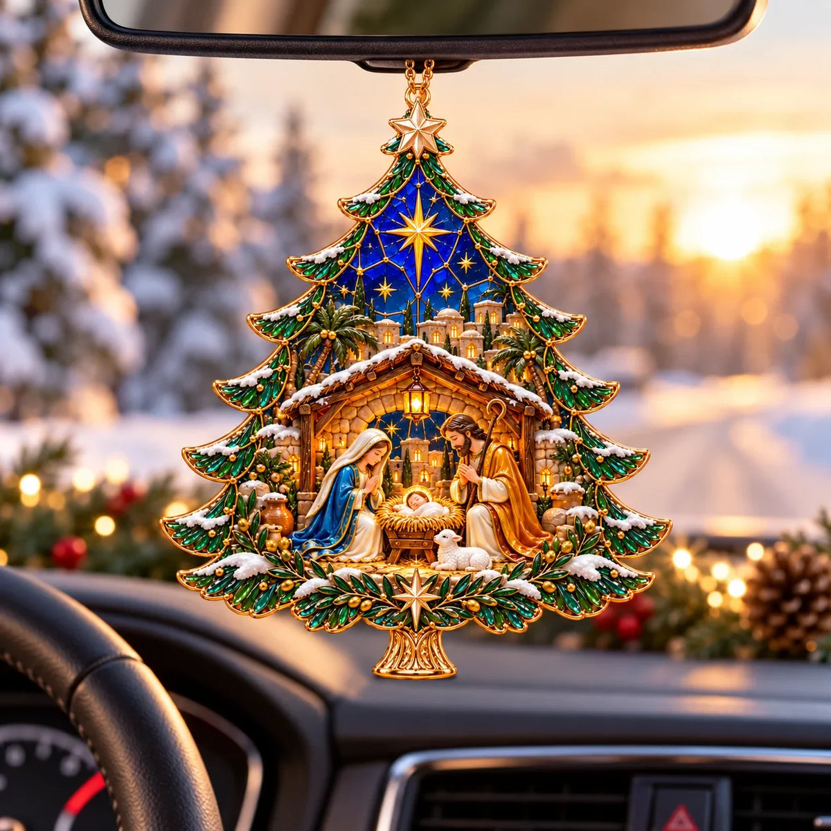 🎄✝️2026 Nativity Christmas Tree Ornament – ✨stained Glass Holy Family Keepsake, Meaningful Faith Gift & Holiday Décor
