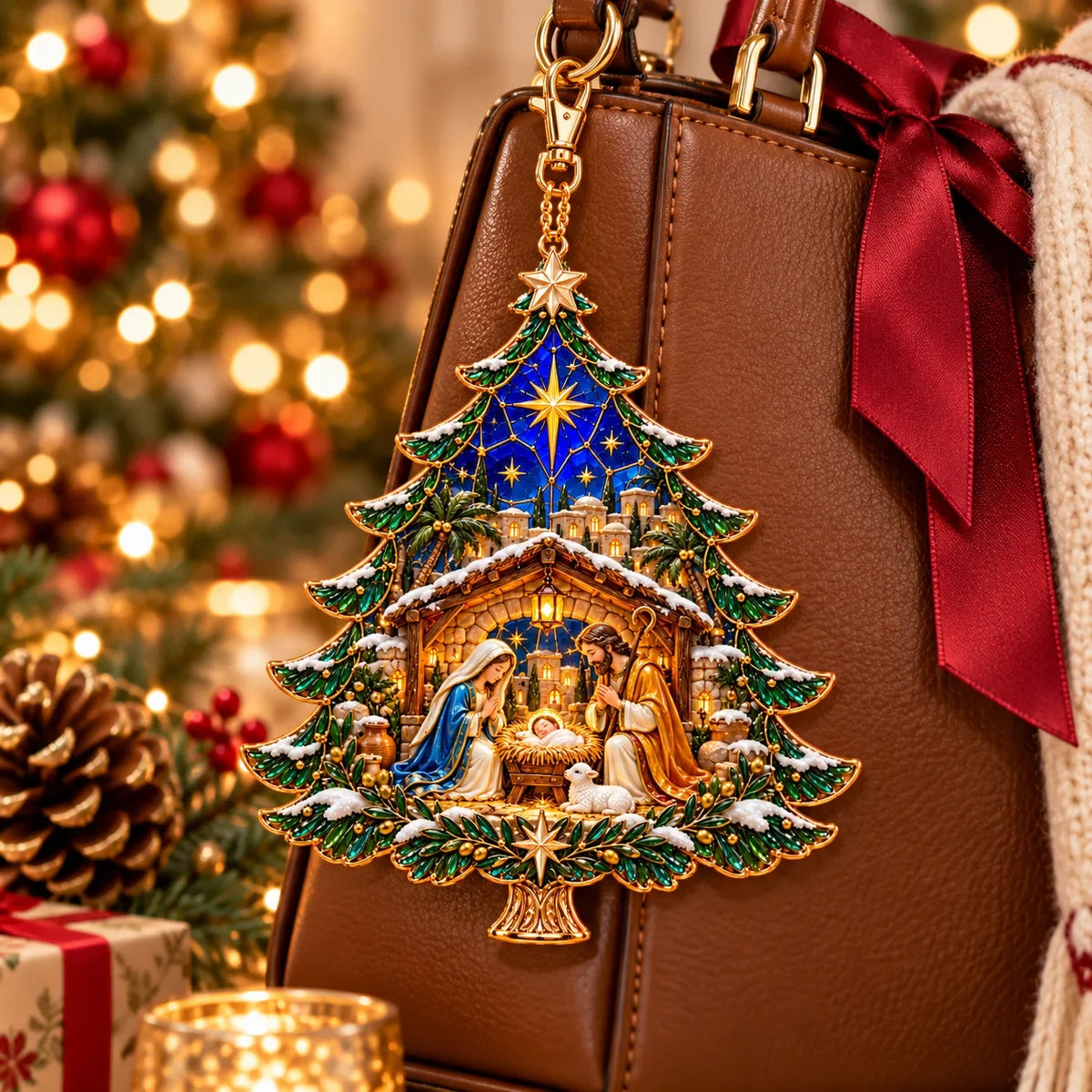🎄✝️2026 Nativity Christmas Tree Ornament – ✨stained Glass Holy Family Keepsake, Meaningful Faith Gift & Holiday Décor
