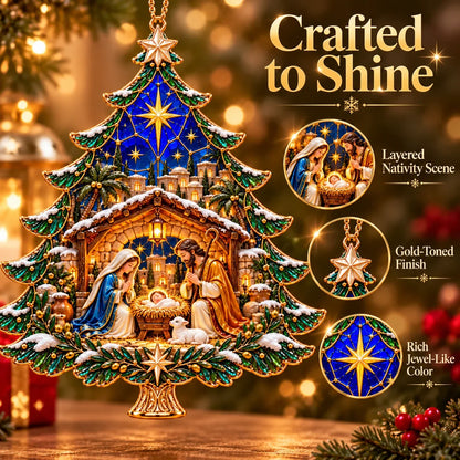 🎄✝️2026 Nativity Christmas Tree Ornament – ✨stained Glass Holy Family Keepsake, Meaningful Faith Gift & Holiday Décor