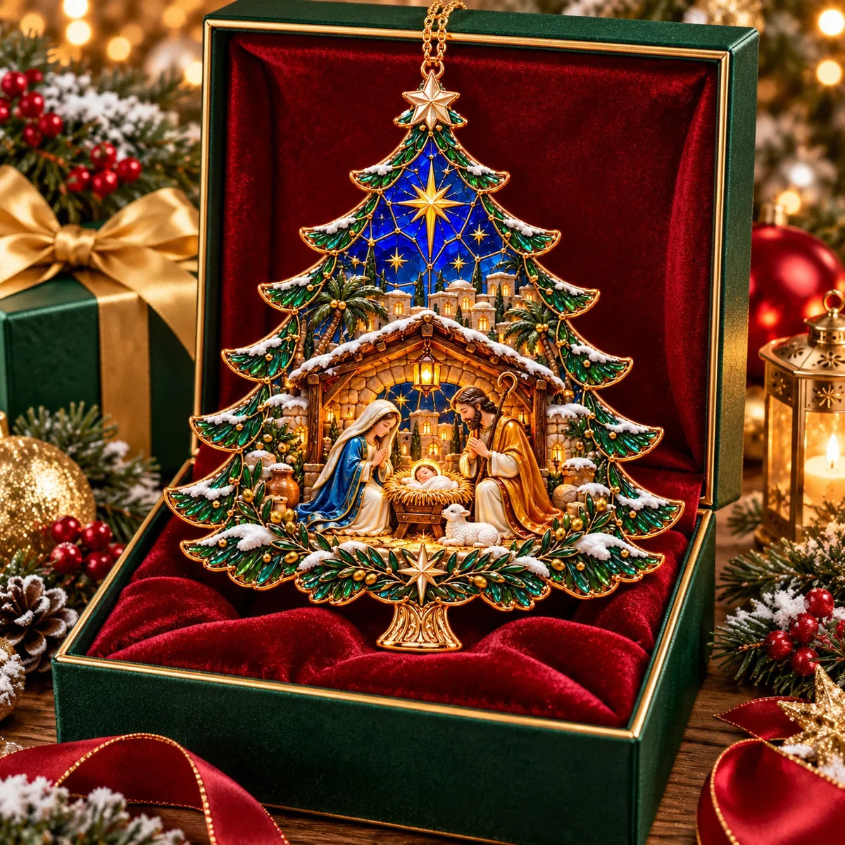 🎄✝️2026 Nativity Christmas Tree Ornament – ✨stained Glass Holy Family Keepsake, Meaningful Faith Gift & Holiday Décor