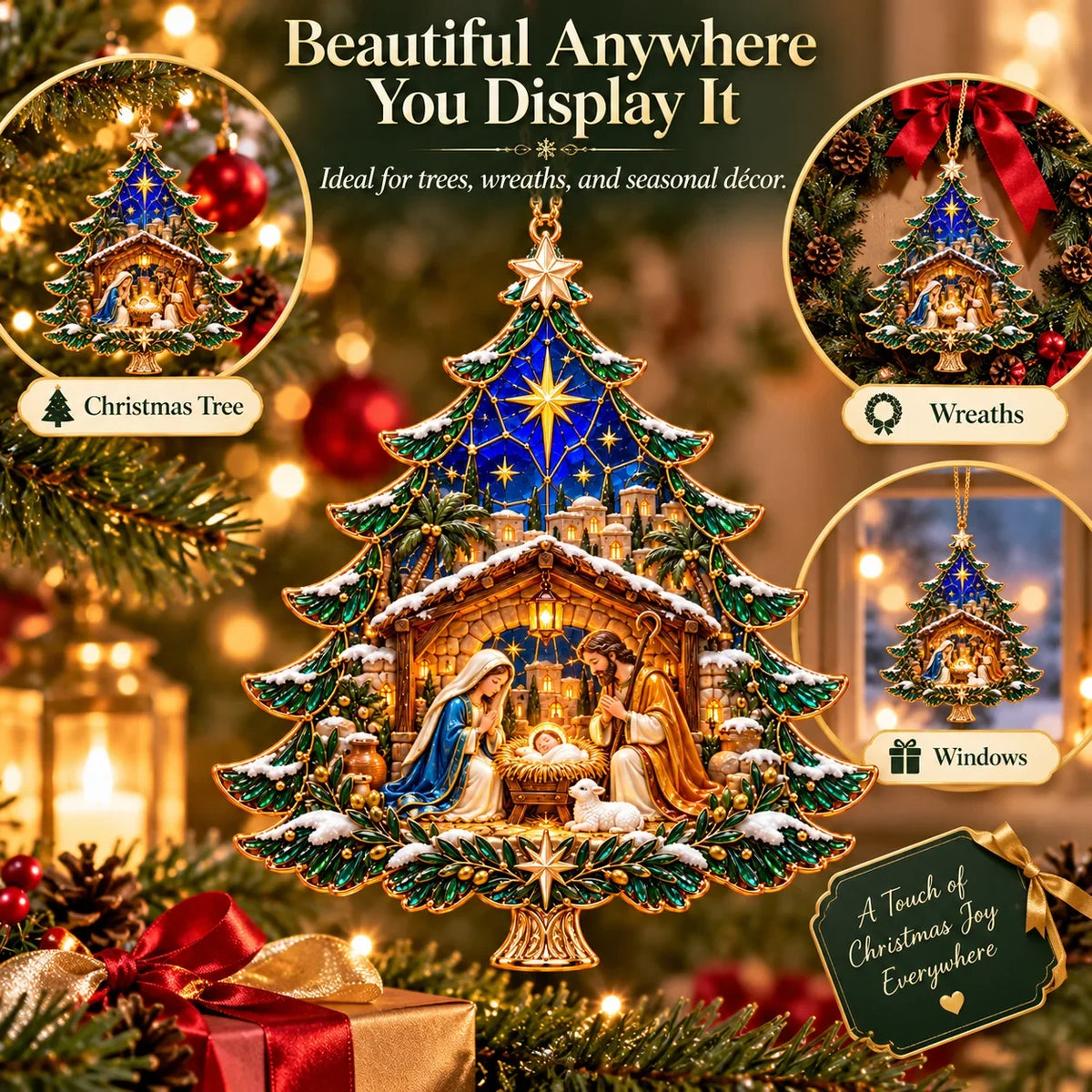 🎄✝️2026 Nativity Christmas Tree Ornament – ✨stained Glass Holy Family Keepsake, Meaningful Faith Gift & Holiday Décor