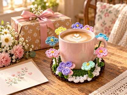 Crochet Flower Garden Coaster A Tiny Garden For Your Favourite Cup 🌸☕