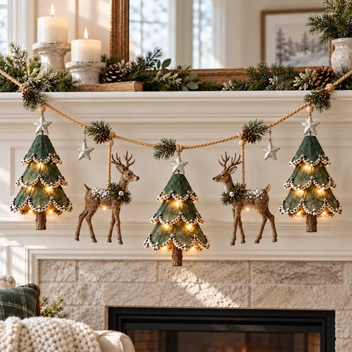 Lighted Woodland Christmas Garland