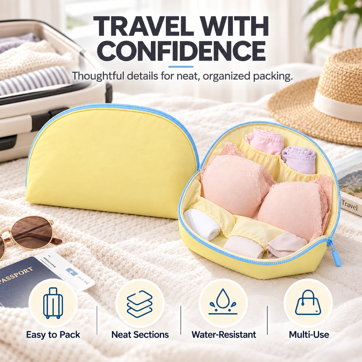 3-in-1 Waterproof Portable Travel Underwear Organizer Bag