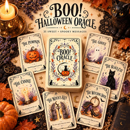 🎃 Sweet & Spooky Halloween Oracle Deck – 31 Illustrated Cards