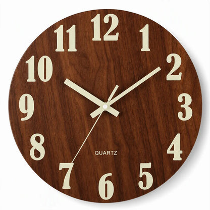 ⏳🔥limited-time 50% Off! ⏰12-inch Silent Wooden Wall Clock – Luminous Glow & Mdf Wood Grain✨