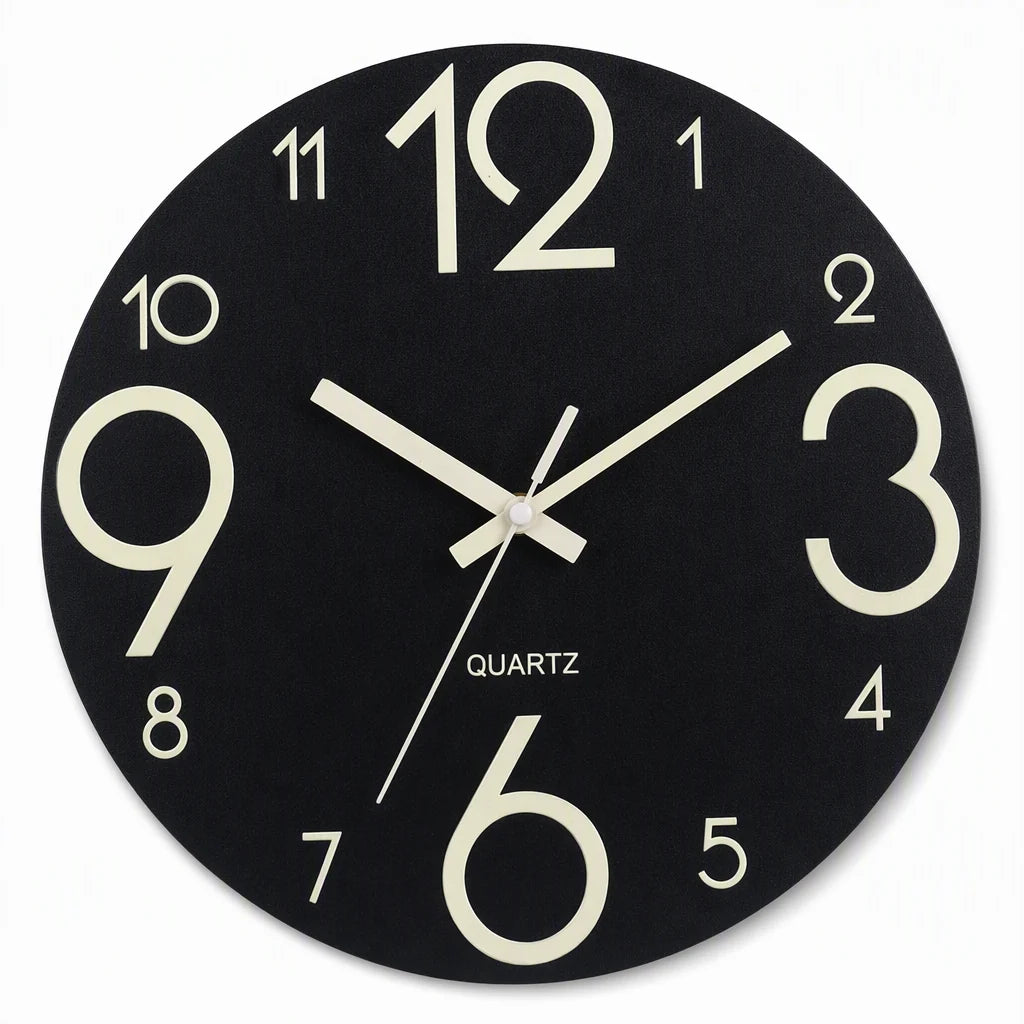 ⏳🔥limited-time 50% Off! ⏰12-inch Silent Wooden Wall Clock – Luminous Glow & Mdf Wood Grain✨