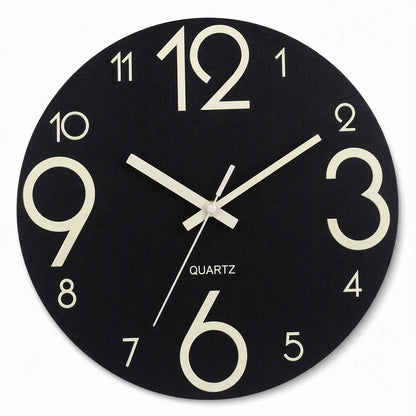 ⏳🔥limited-time 50% Off! ⏰12-inch Silent Wooden Wall Clock – Luminous Glow & Mdf Wood Grain✨