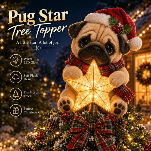 🎄 Christmas Glow Pup Tree Topper – Light-up Holiday Dog Tree Topper