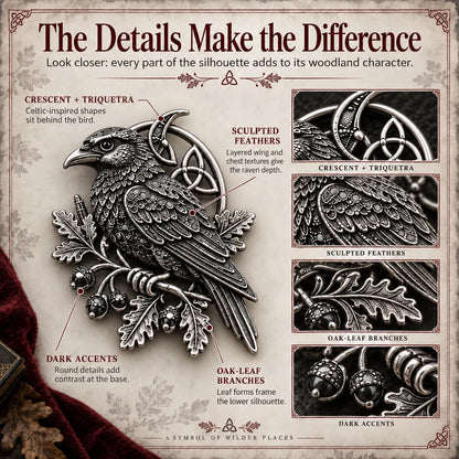🐦‍⬛ Gothic Celtic Raven Brooch – Dark Academia Statement Pin