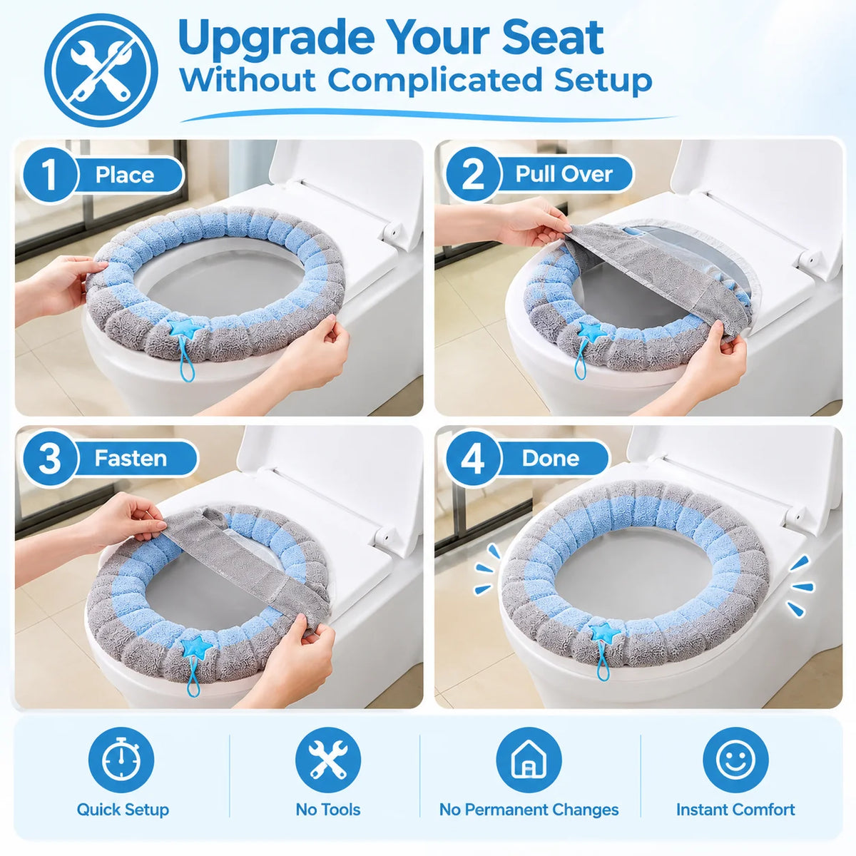 🚽lightweight Washable Soft Toilet Seat Cushion
